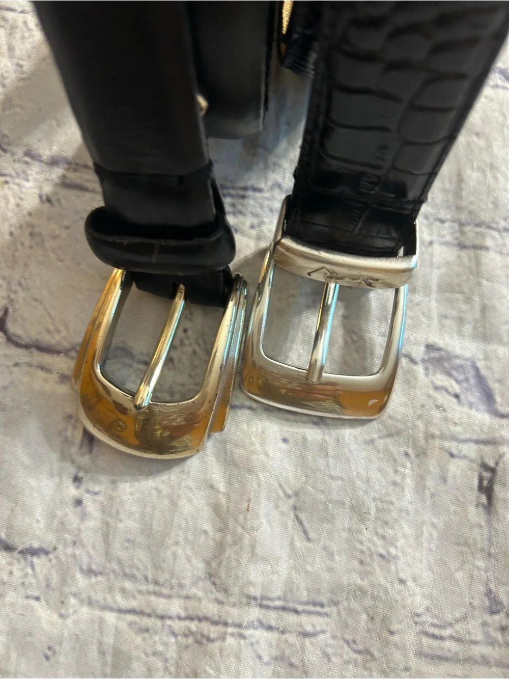 SILPADA DESIGN BLACK CROC WESTERN SIZE 36 & BLACK EMBOSSED LEATHER BELT